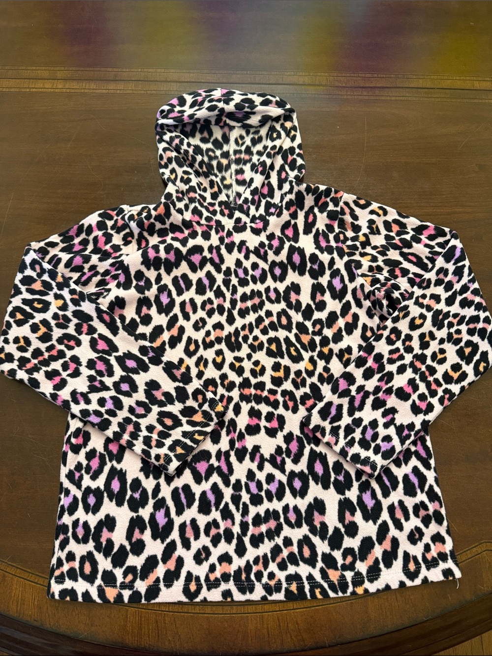 Place Kids Hooded Pullover - Pink, Black, Orange Leopard Print